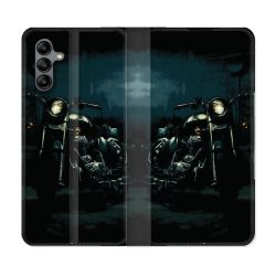 Housse cuir portefeuille Pour Samsung Galaxy A04S Moto Harley Vintage