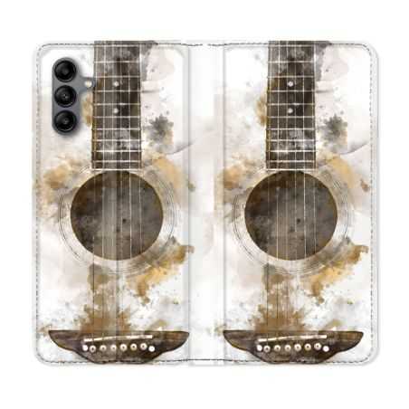 Housse cuir portefeuille Pour Samsung Galaxy A04S Musique Guitare Tag