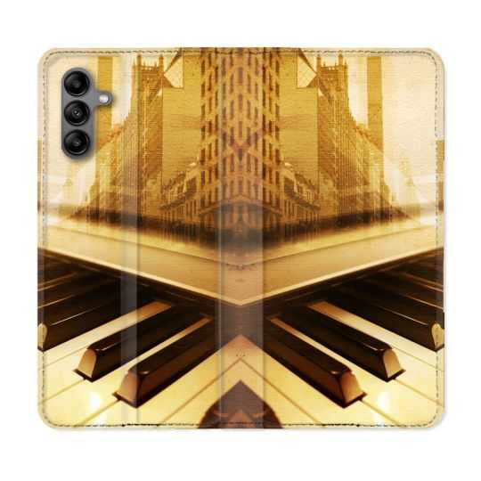 Housse cuir portefeuille Pour Samsung Galaxy A04S Musique Piano Retro