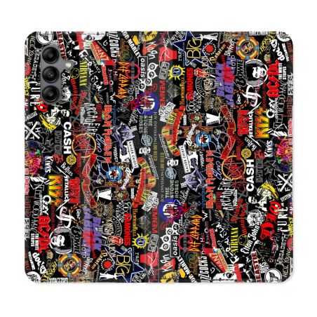 Housse cuir portefeuille Pour Samsung Galaxy A04S Musique Rock Groupe