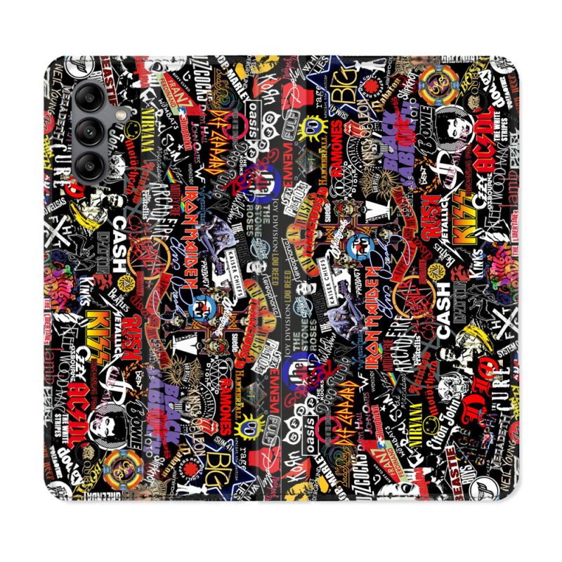 Housse cuir portefeuille Pour Samsung Galaxy A04S Musique Rock Groupe