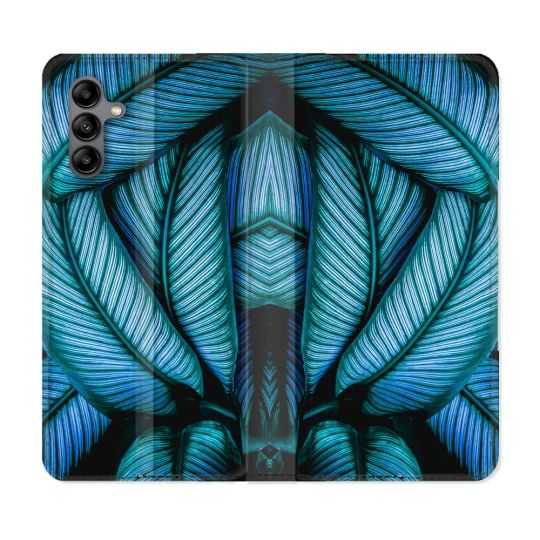 Housse cuir portefeuille Pour Samsung Galaxy A04S Nature Feuille Palmier