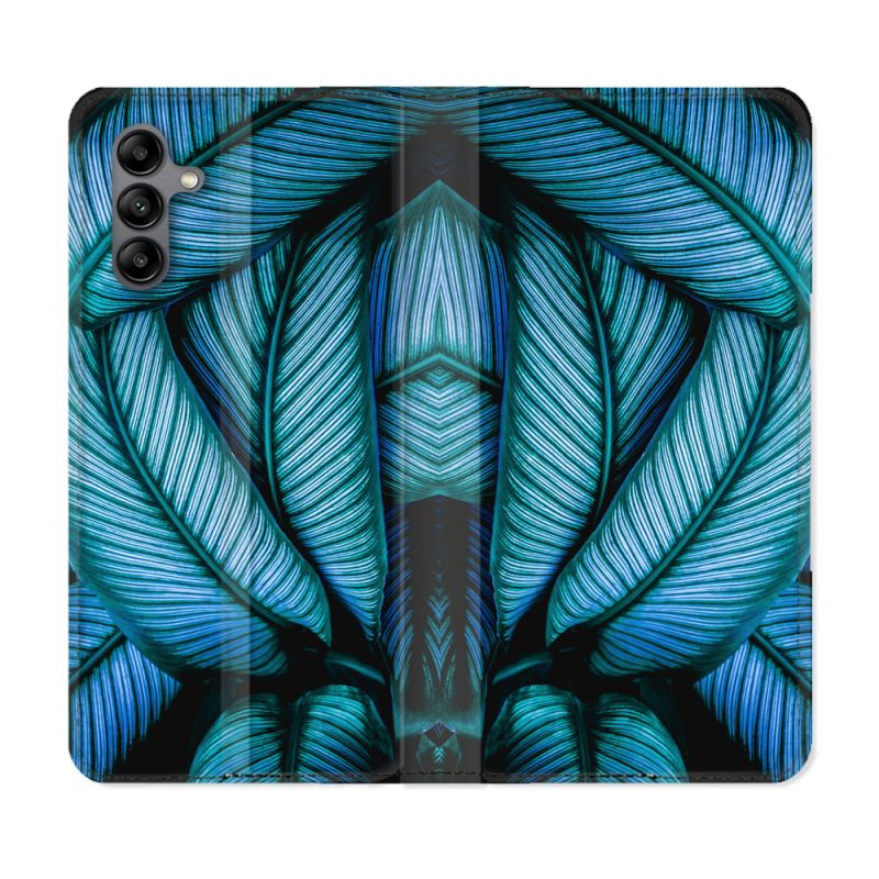 Housse cuir portefeuille Pour Samsung Galaxy A04S Nature Feuille Palmier