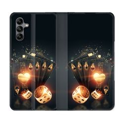 Housse cuir portefeuille Pour Samsung Galaxy A04S Poker Des