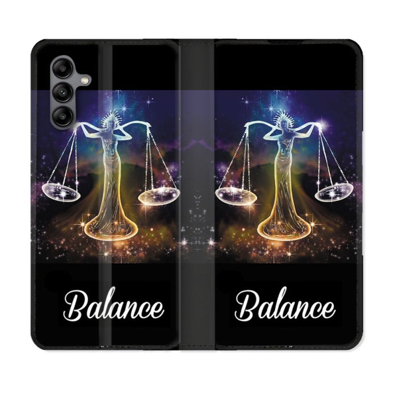 Housse cuir portefeuille Pour Samsung Galaxy A04S Signe Zodiaque 2 Balance