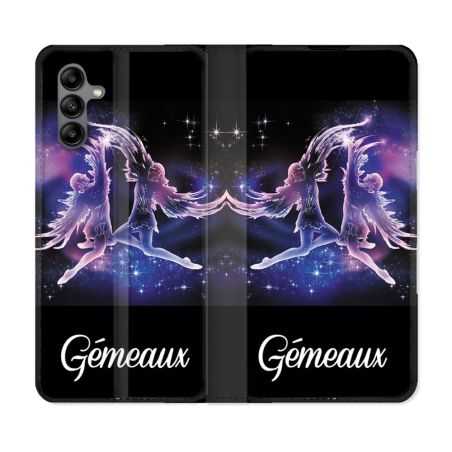 Housse cuir portefeuille Pour Samsung Galaxy A04S Signe Zodiaque 2 Gémeaux