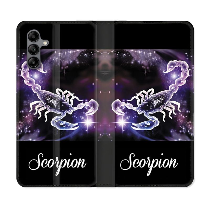 Housse cuir portefeuille Pour Samsung Galaxy A04S Signe Zodiaque 2 Scorpion