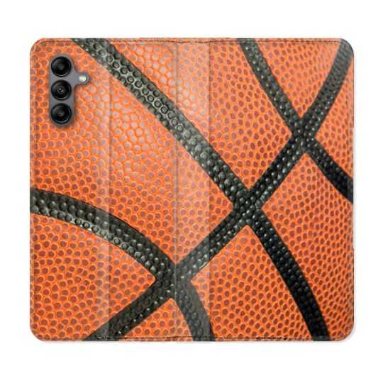 Housse cuir portefeuille Pour Samsung Galaxy A04S Sport Ballon Basket
