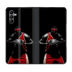 Housse cuir portefeuille Pour Samsung Galaxy A04S Sport Basketeur