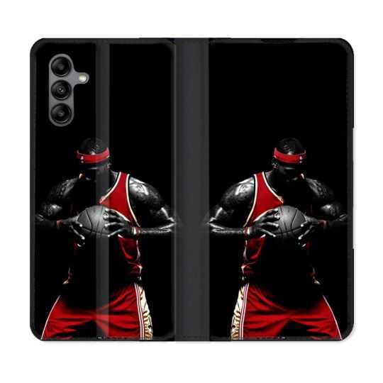 Housse cuir portefeuille Pour Samsung Galaxy A04S Sport Basketeur