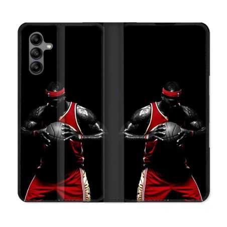 Housse cuir portefeuille Pour Samsung Galaxy A04S Sport Basketeur