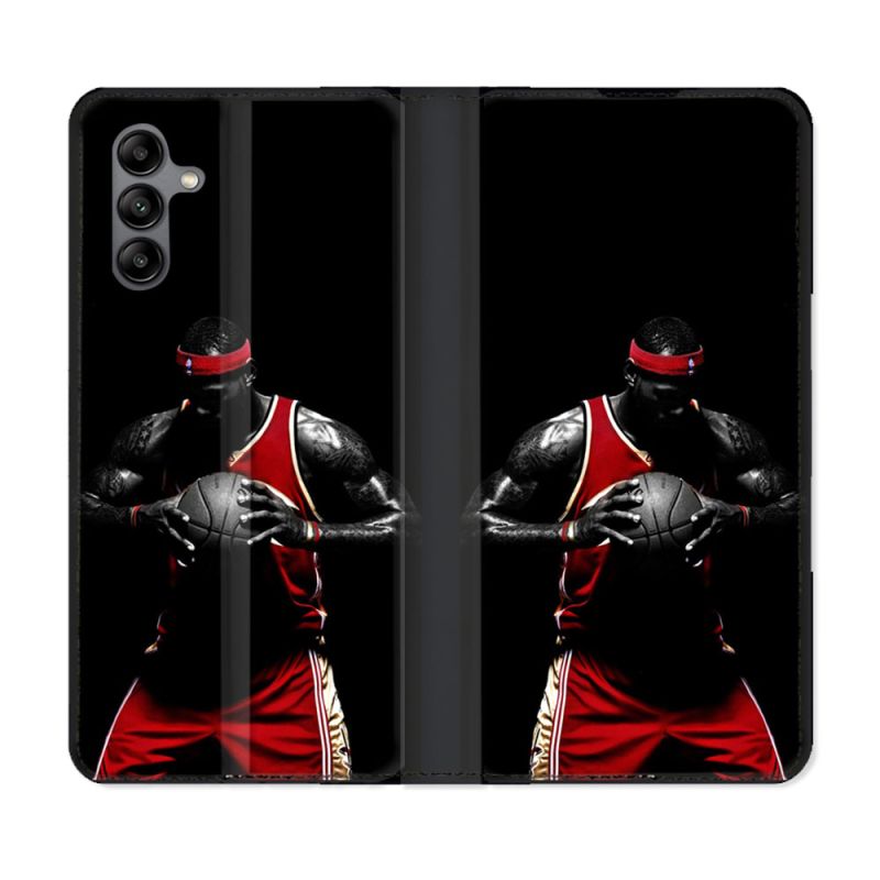 Housse cuir portefeuille Pour Samsung Galaxy A04S Sport Basketeur