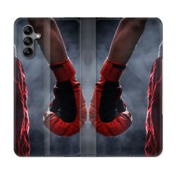 Housse cuir portefeuille Pour Samsung Galaxy A04S Sport Boxe Gant Rouge