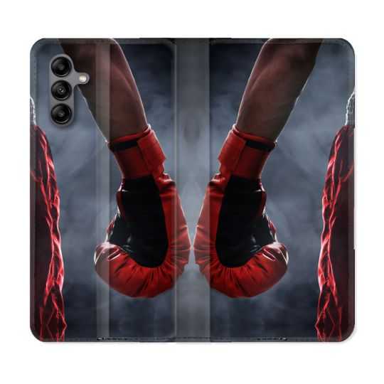 Housse cuir portefeuille Pour Samsung Galaxy A04S Sport Boxe Gant Rouge