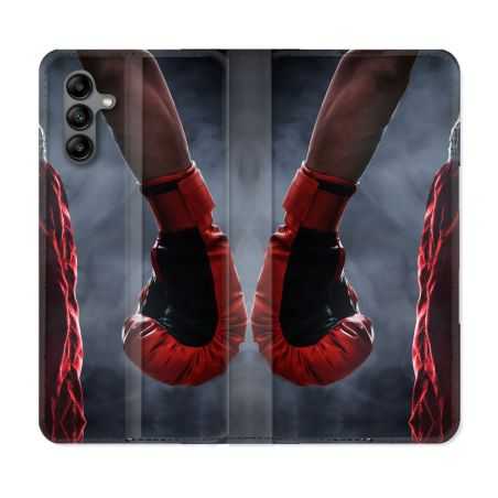 Housse cuir portefeuille Pour Samsung Galaxy A04S Sport Boxe Gant Rouge
