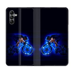 Housse cuir portefeuille Pour Samsung Galaxy A04S Sport Cyclisme Bleu