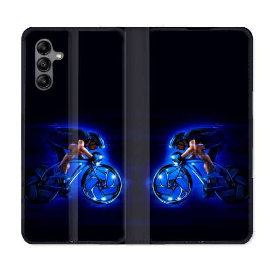 Housse cuir portefeuille Pour Samsung Galaxy A04S Sport Cyclisme Bleu