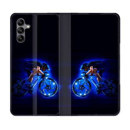 Housse cuir portefeuille Pour Samsung Galaxy A04S Sport Cyclisme Bleu