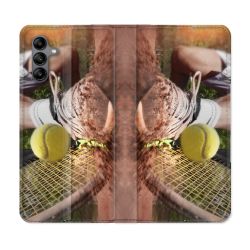 Housse cuir portefeuille Pour Samsung Galaxy A04S Sport Tennis Glissade