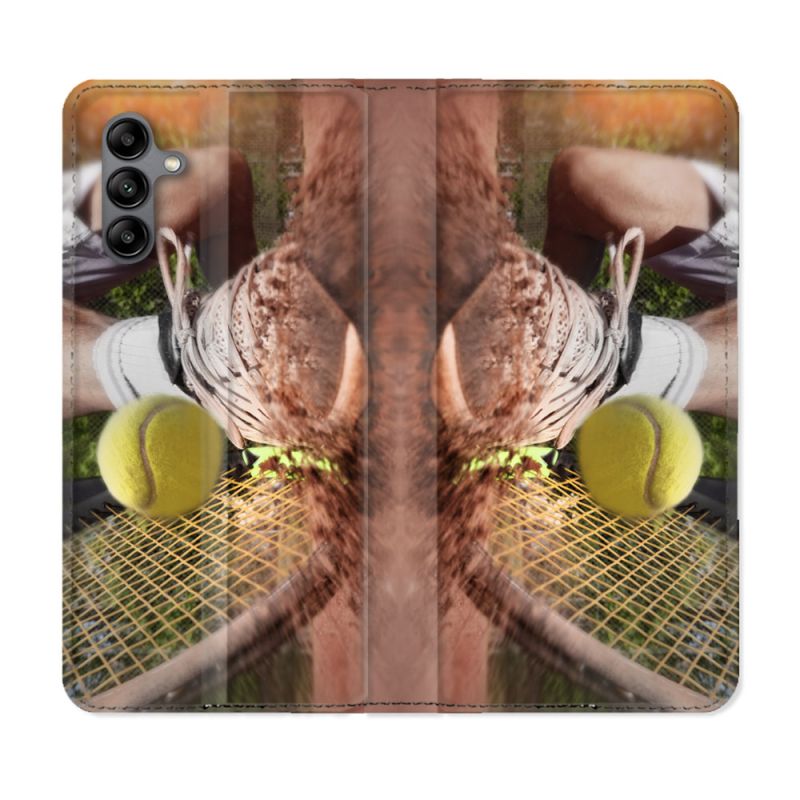 Housse cuir portefeuille Pour Samsung Galaxy A04S Sport Tennis Glissade