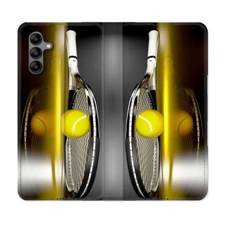 Housse cuir portefeuille Pour Samsung Galaxy A04S Sport Tennis Reflet