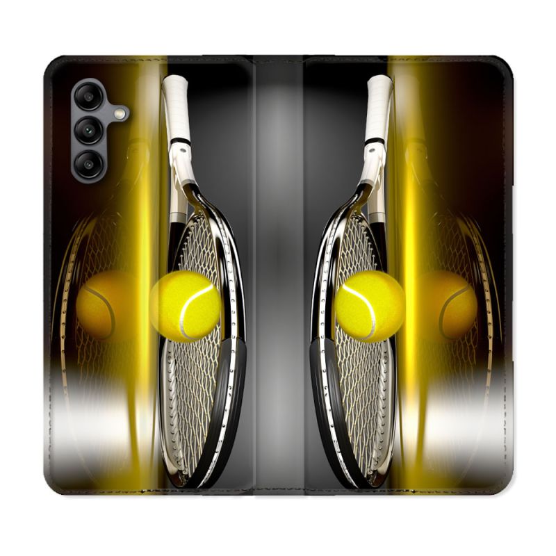 Housse cuir portefeuille Pour Samsung Galaxy A04S Sport Tennis Reflet
