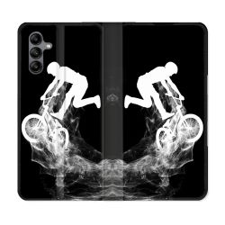 Housse cuir portefeuille Pour Samsung Galaxy A04S Sport VTT Noir