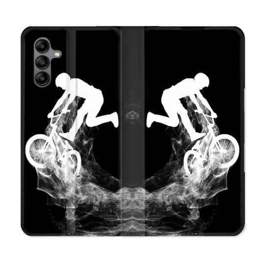 Housse cuir portefeuille Pour Samsung Galaxy A04S Sport VTT Noir