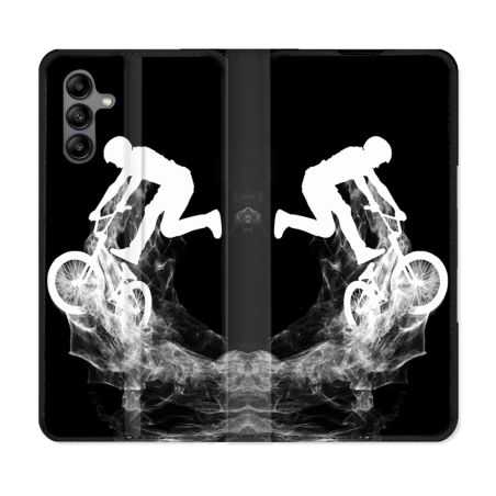 Housse cuir portefeuille Pour Samsung Galaxy A04S Sport VTT Noir