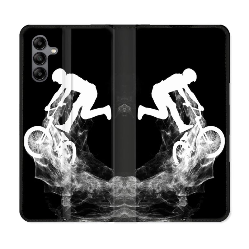 Housse cuir portefeuille Pour Samsung Galaxy A04S Sport VTT Noir