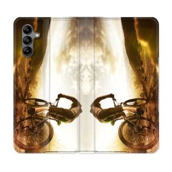 Housse cuir portefeuille Pour Samsung Galaxy A04S Sport VTT Soleil