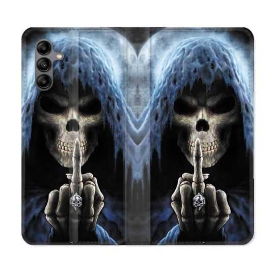 Housse cuir portefeuille Pour Samsung Galaxy A04S Tete de Mort Doigt