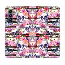 Housse cuir portefeuille Pour Samsung Galaxy A04S Tete de Mort Pattern