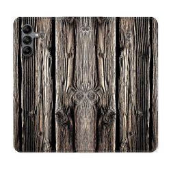 Housse cuir portefeuille Pour Samsung Galaxy A04S Texture Bois