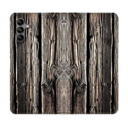 Housse cuir portefeuille Pour Samsung Galaxy A04S Texture Bois