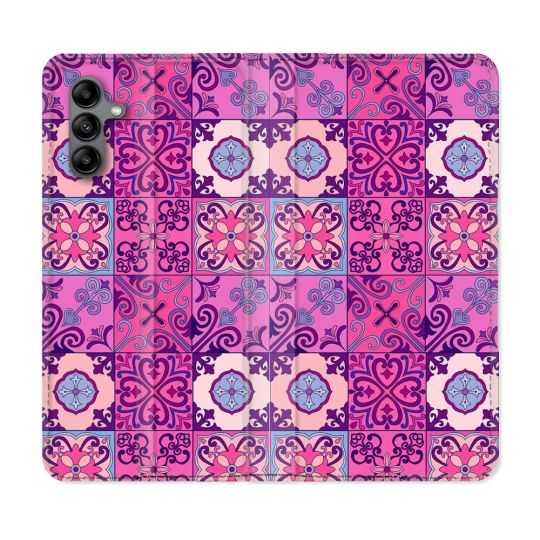 Housse cuir portefeuille Pour Samsung Galaxy A04S Texture Carreau Ciment Violet