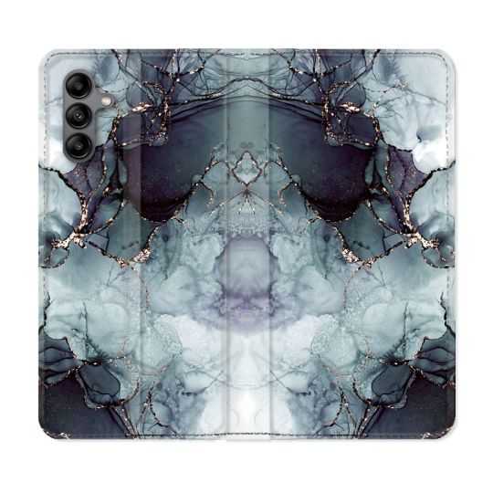 Housse cuir portefeuille Pour Samsung Galaxy A04S Texture Marbre Gris