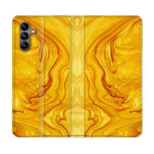 Housse cuir portefeuille Pour Samsung Galaxy A04S Texture Marbre Jaune