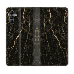 Housse cuir portefeuille Pour Samsung Galaxy A04S Texture Marbre Noir