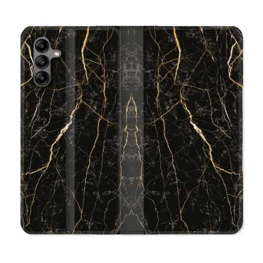 Housse cuir portefeuille Pour Samsung Galaxy A04S Texture Marbre Noir
