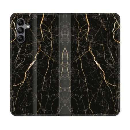 Housse cuir portefeuille Pour Samsung Galaxy A04S Texture Marbre Noir