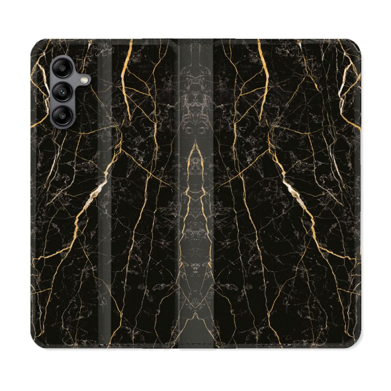 Housse cuir portefeuille Pour Samsung Galaxy A04S Texture Marbre Noir