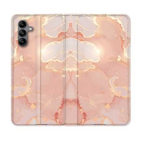 Housse cuir portefeuille Pour Samsung Galaxy A04S Texture Marbre Rose