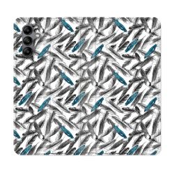 Housse cuir portefeuille Pour Samsung Galaxy A04S Texture Plume Canard