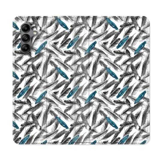 Housse cuir portefeuille Pour Samsung Galaxy A04S Texture Plume Canard
