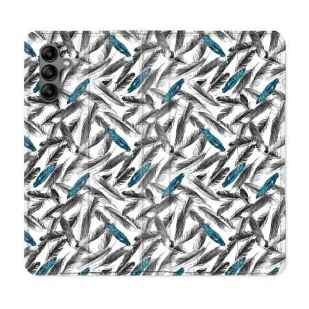 Housse cuir portefeuille Pour Samsung Galaxy A04S Texture Plume Canard