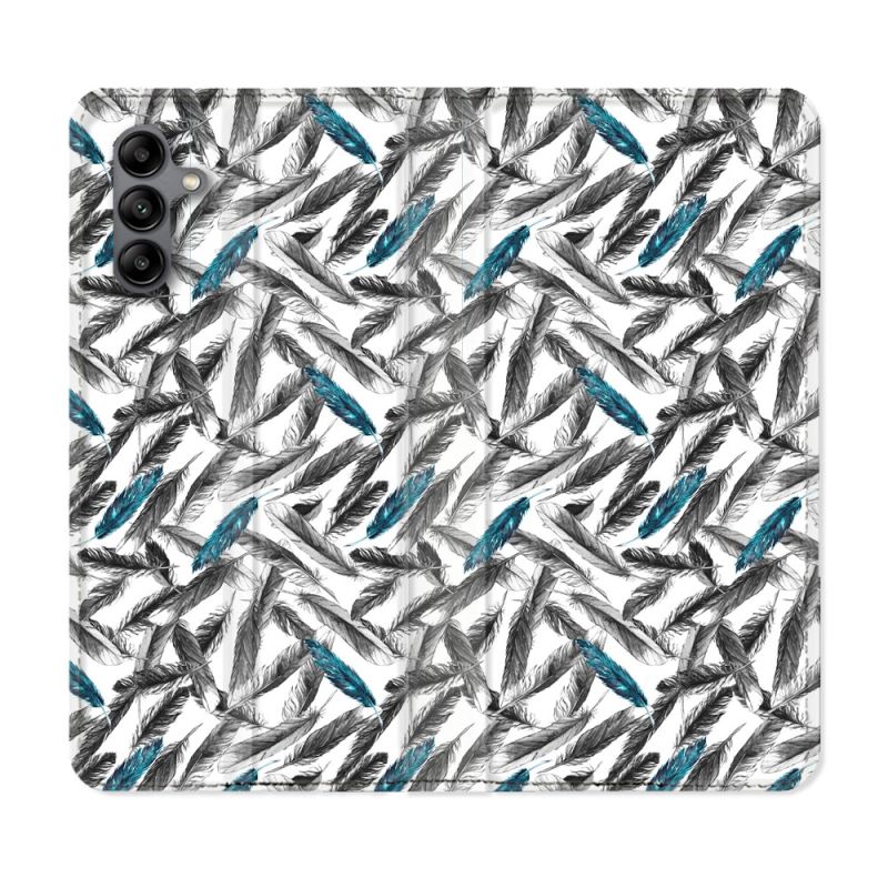 Housse cuir portefeuille Pour Samsung Galaxy A04S Texture Plume Canard