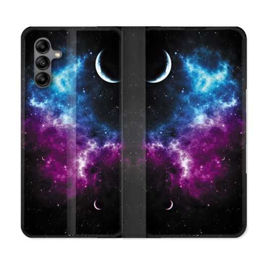 Housse cuir portefeuille Pour Samsung Galaxy A04S Univers Bleu Violet