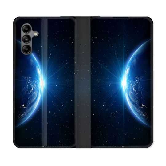 Housse cuir portefeuille Pour Samsung Galaxy A04S Univers Planete Terre