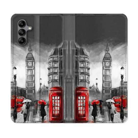Housse cuir portefeuille Pour Samsung Galaxy A04S Voyage Angleterre Londres Vintage